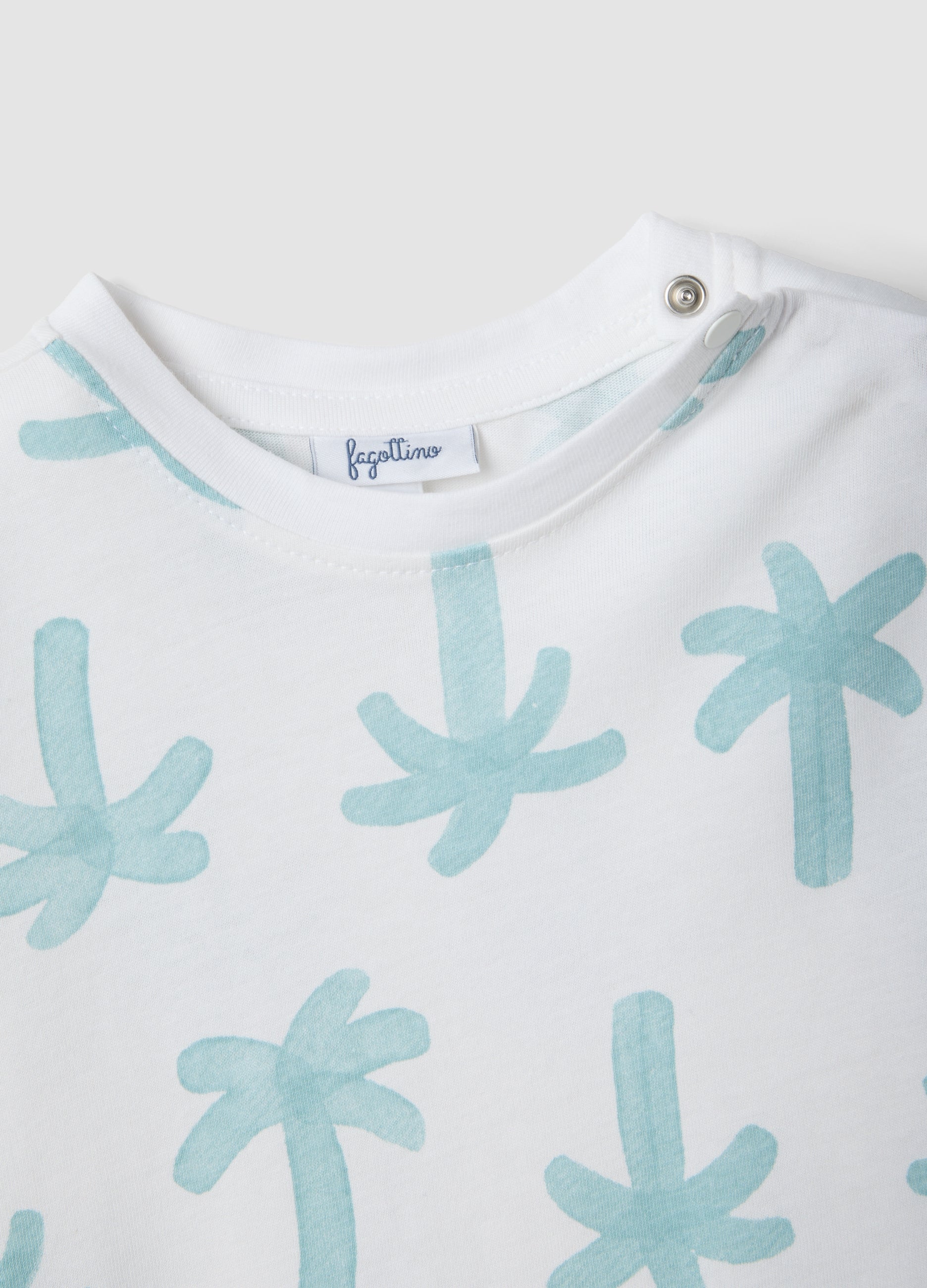 OVS White Pure Organic Cotton Baby T-Shirt With Palm Print