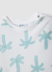 OVS White Pure Organic Cotton Baby T-Shirt With Palm Print