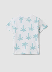 OVS White Pure Organic Cotton Baby T-Shirt With Palm Print