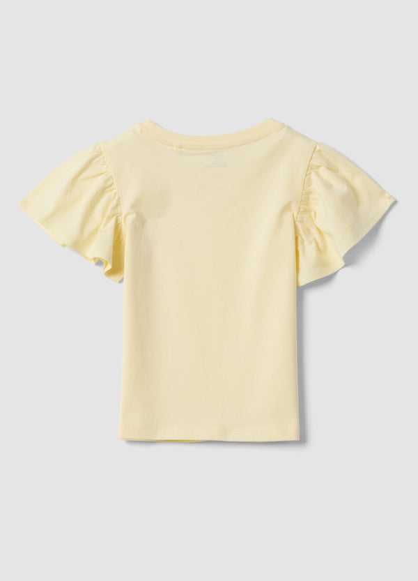 OVS Girls Yellow Pure Cotton Regular-Fit T-Shirt With Star