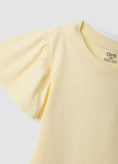 OVS Girls Yellow Pure Cotton Regular-Fit T-Shirt With Star