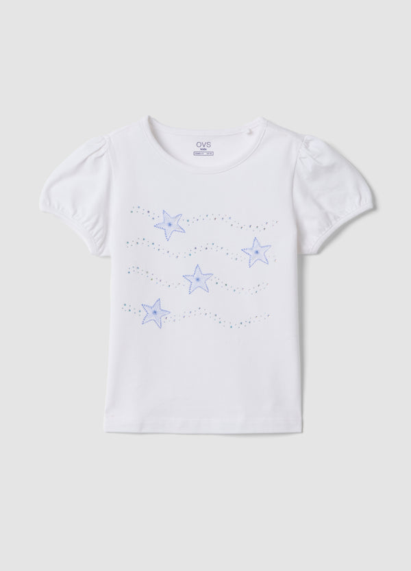 OVS White Short-Sleeved Stretch-Cotton T-Shirt