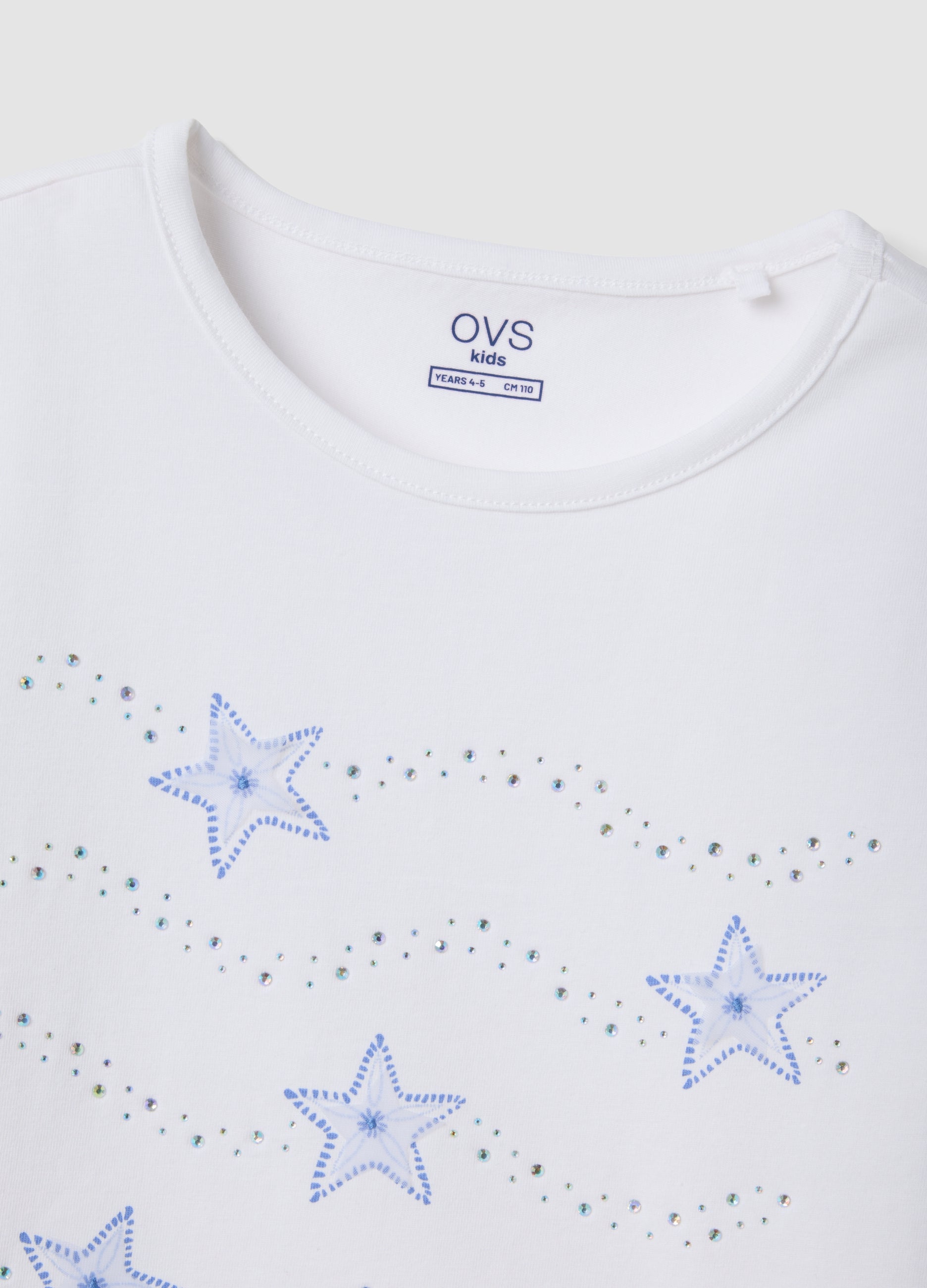 OVS White Short-Sleeved Stretch-Cotton T-Shirt