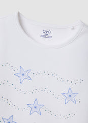 OVS White Short-Sleeved Stretch-Cotton T-Shirt