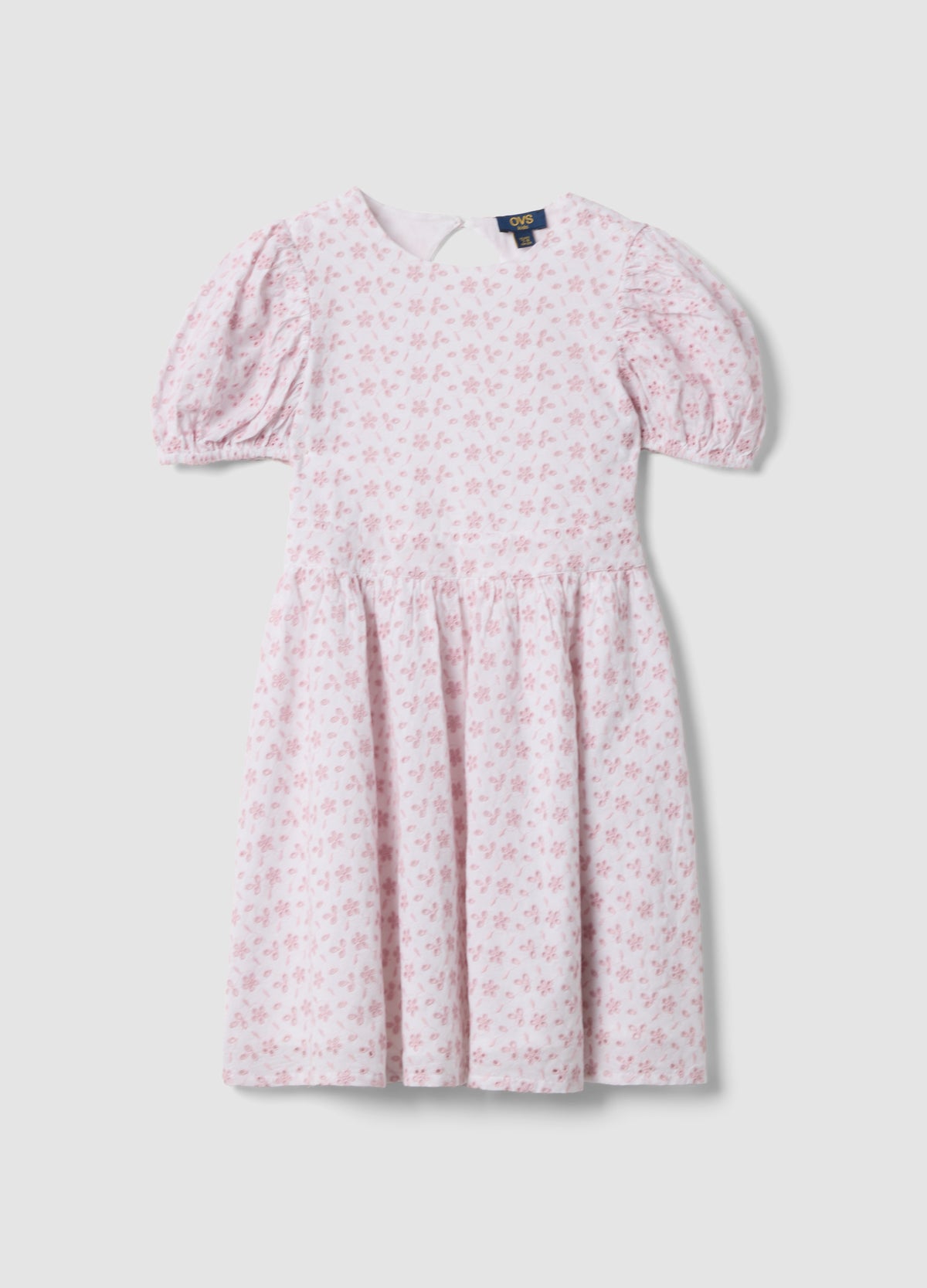OVS Pink Pure Cotton Dress With Broderie Anglaise Embroidery