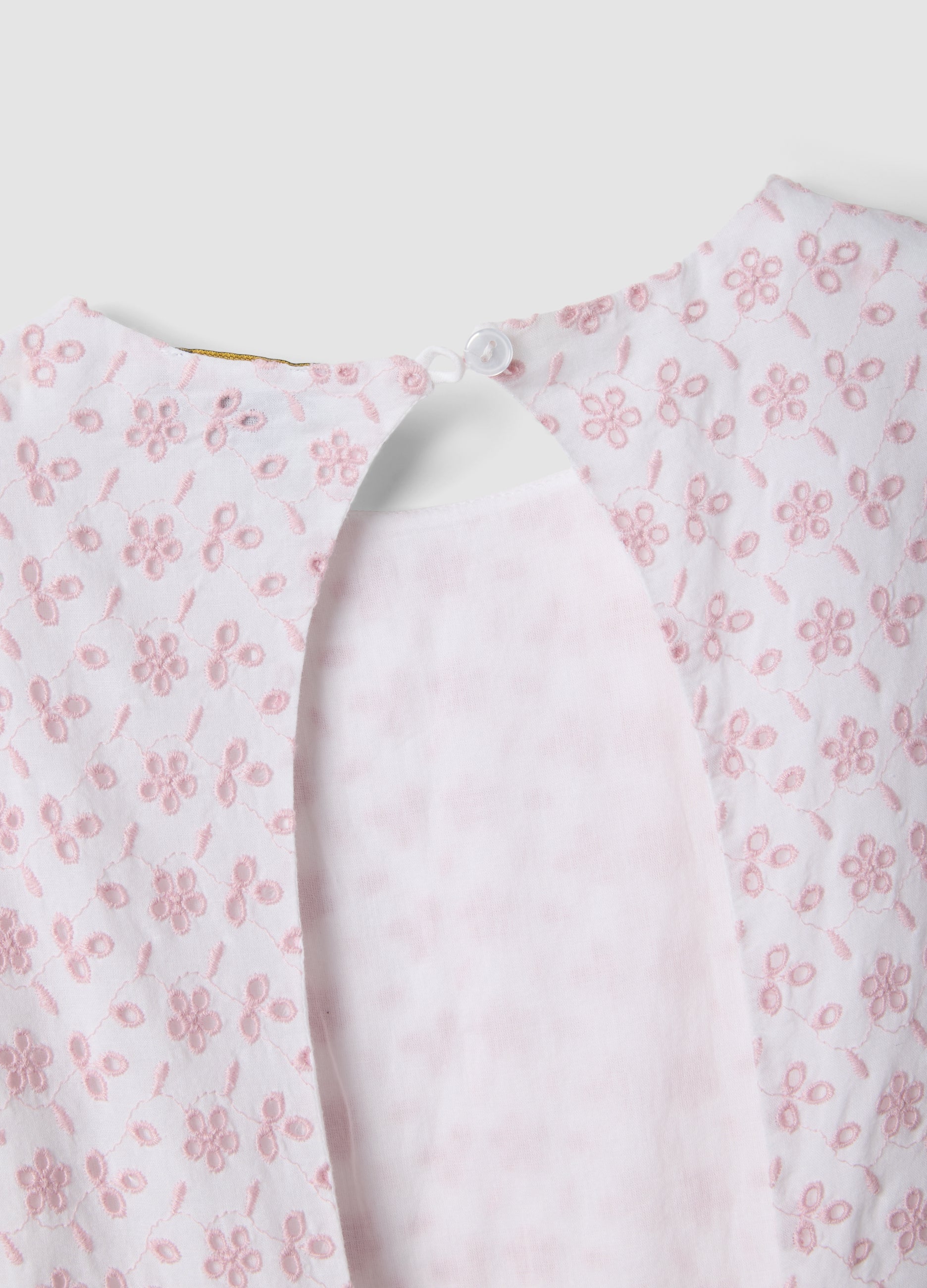 OVS Pink Pure Cotton Dress With Broderie Anglaise Embroidery