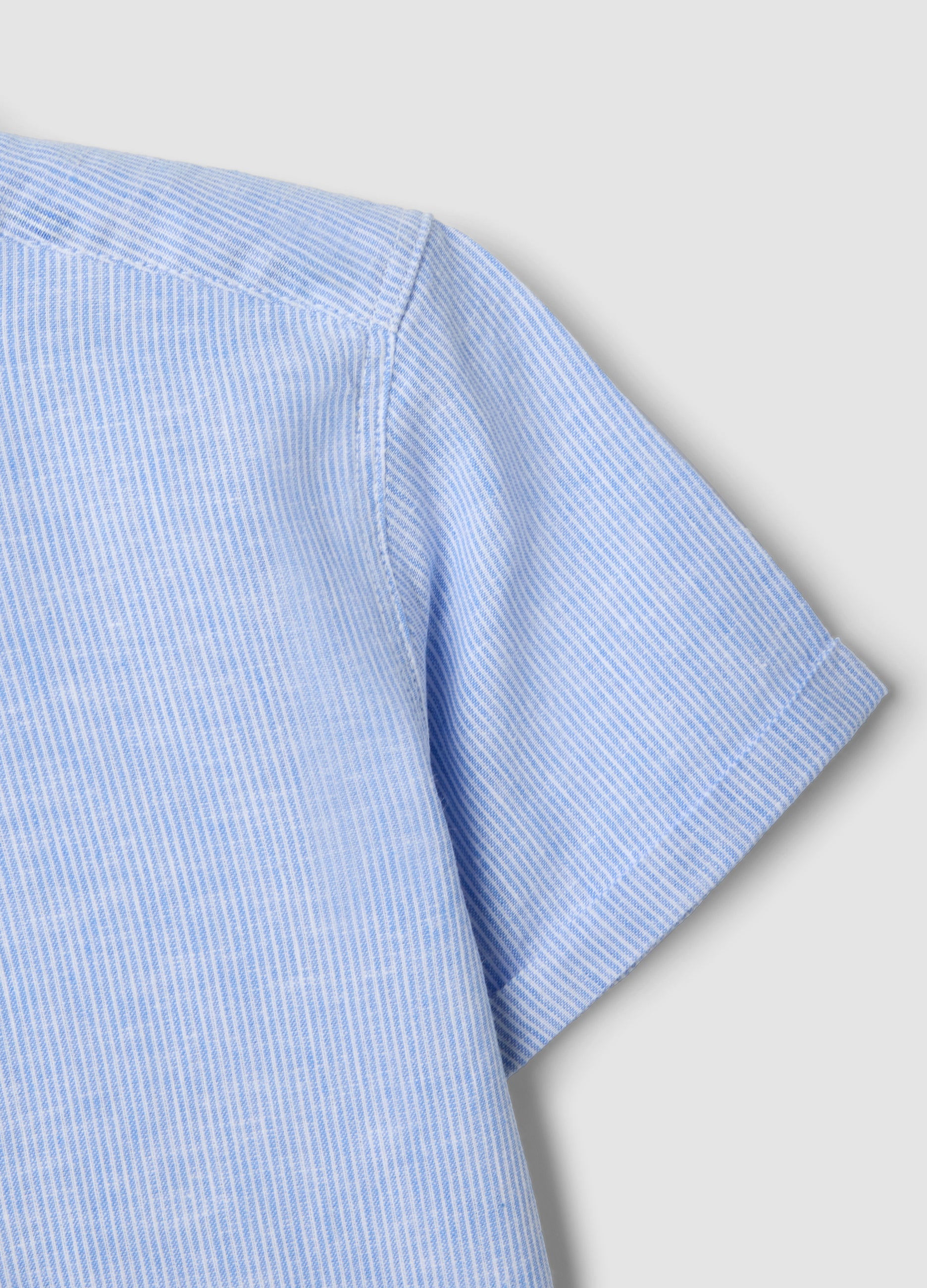 OVS Boys’ Blue Striped Linen-Cotton Blend Shirt, Regular Fit