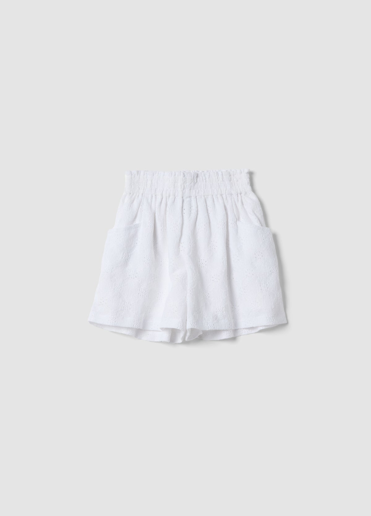 OVS Girls White Stretch Shorts With Elasticated Waist, Regular Fit