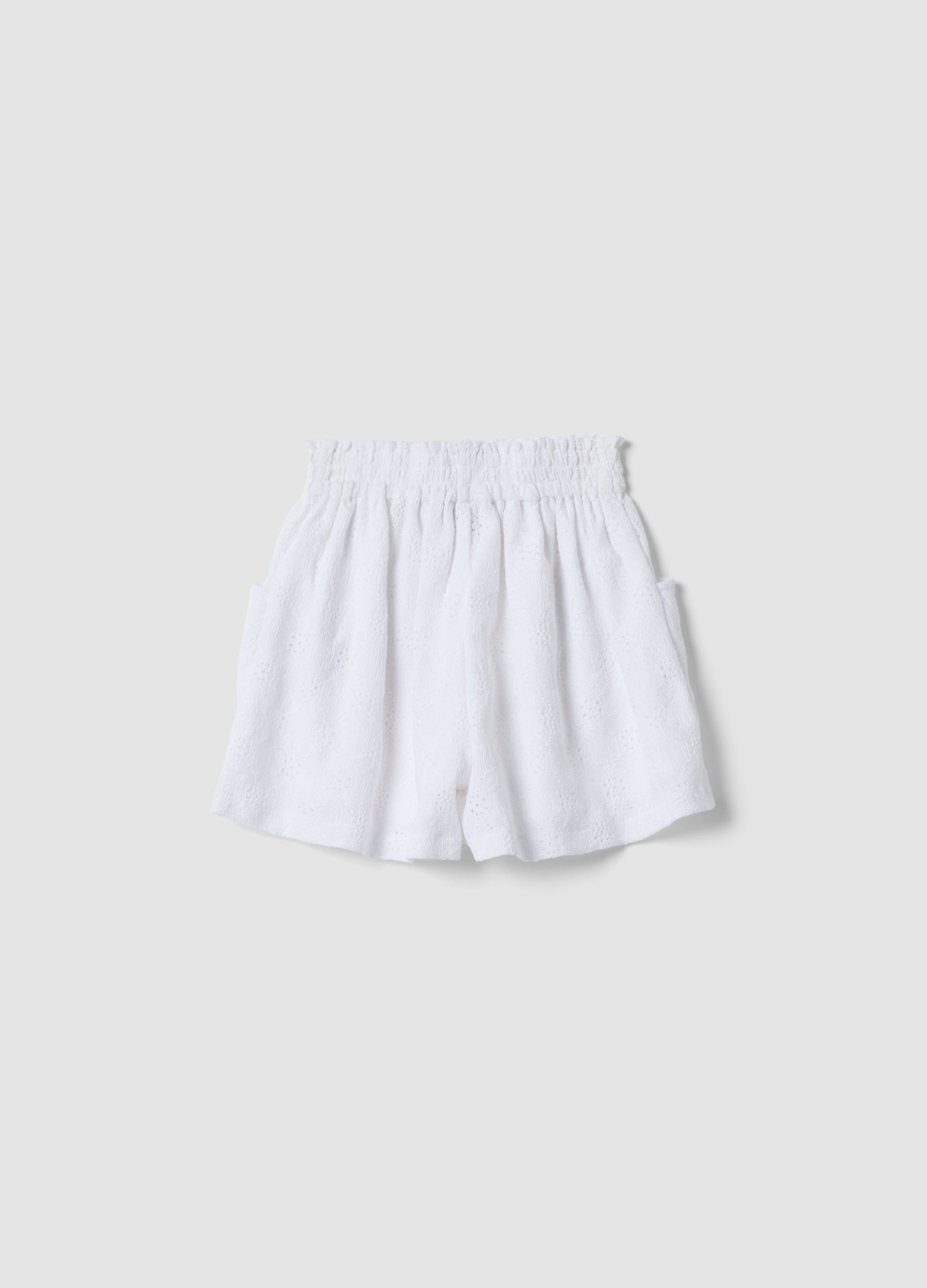 OVS Girls White Stretch Shorts With Elasticated Waist, Regular Fit