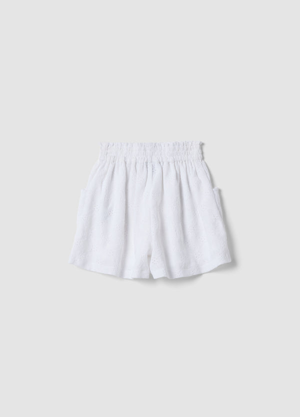 OVS Girls White Stretch Shorts With Elasticated Waist, Regular Fit