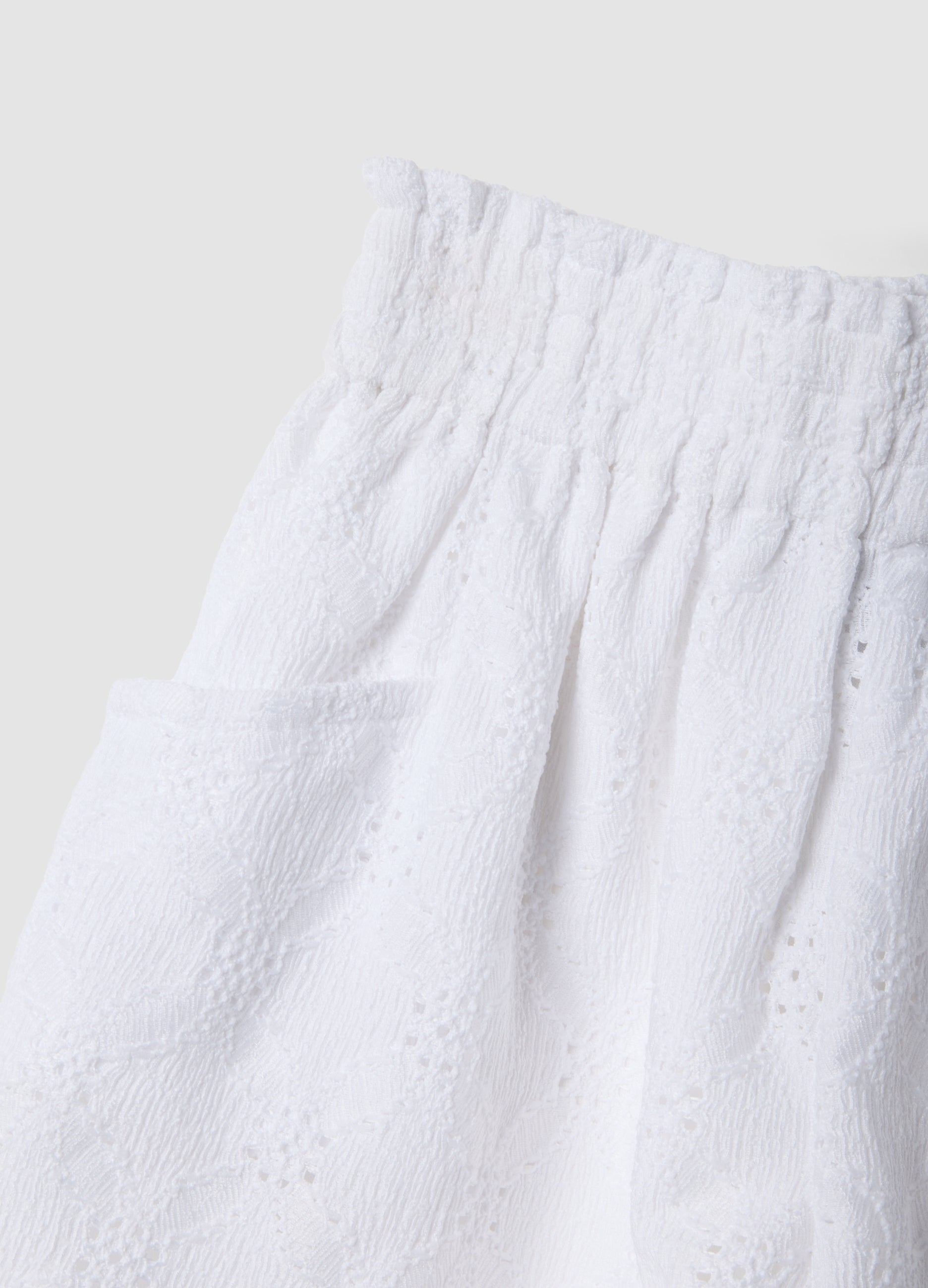 OVS Girls White Stretch Shorts With Elasticated Waist, Regular Fit