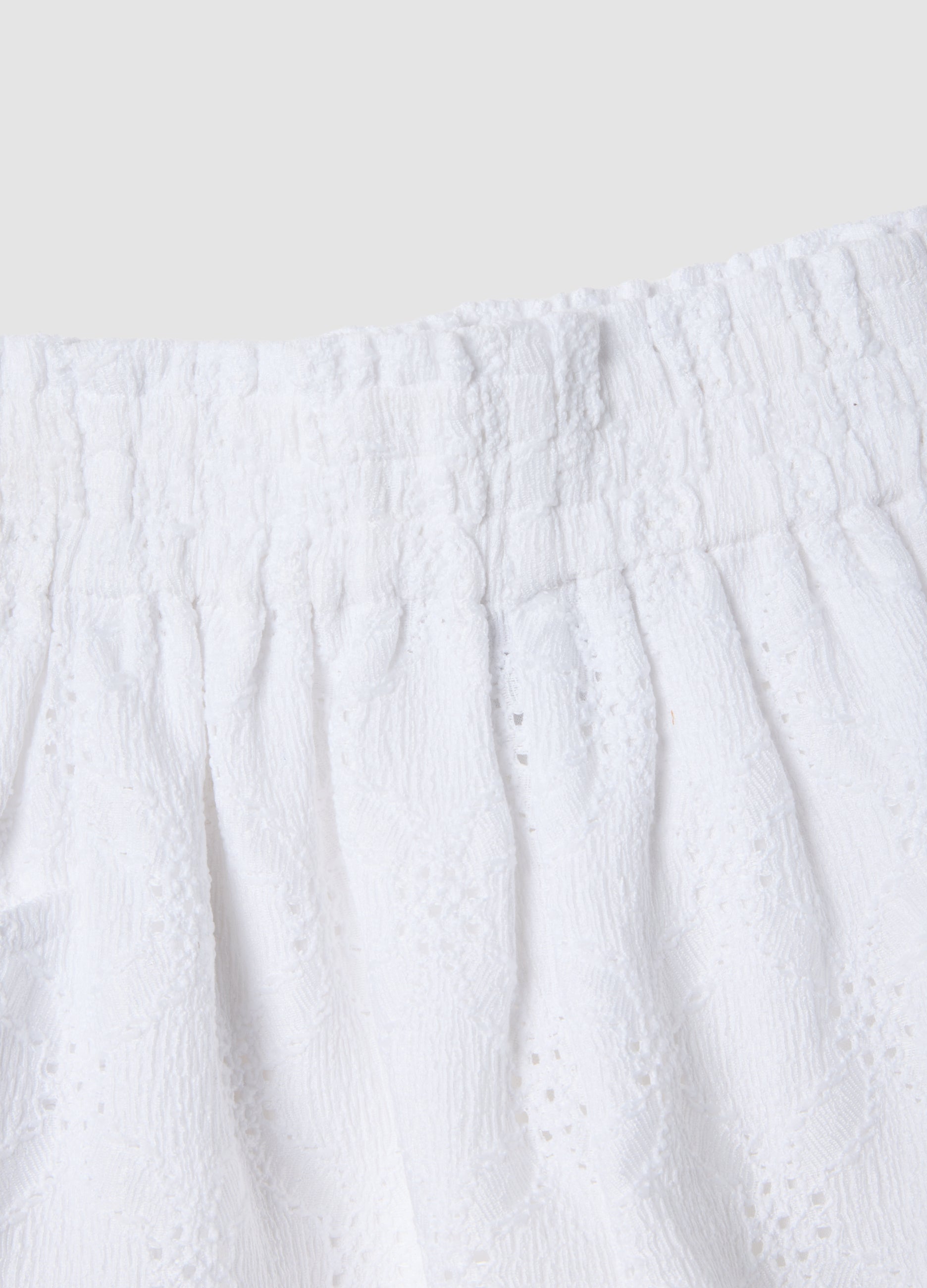 OVS Girls White Stretch Shorts With Elasticated Waist, Regular Fit