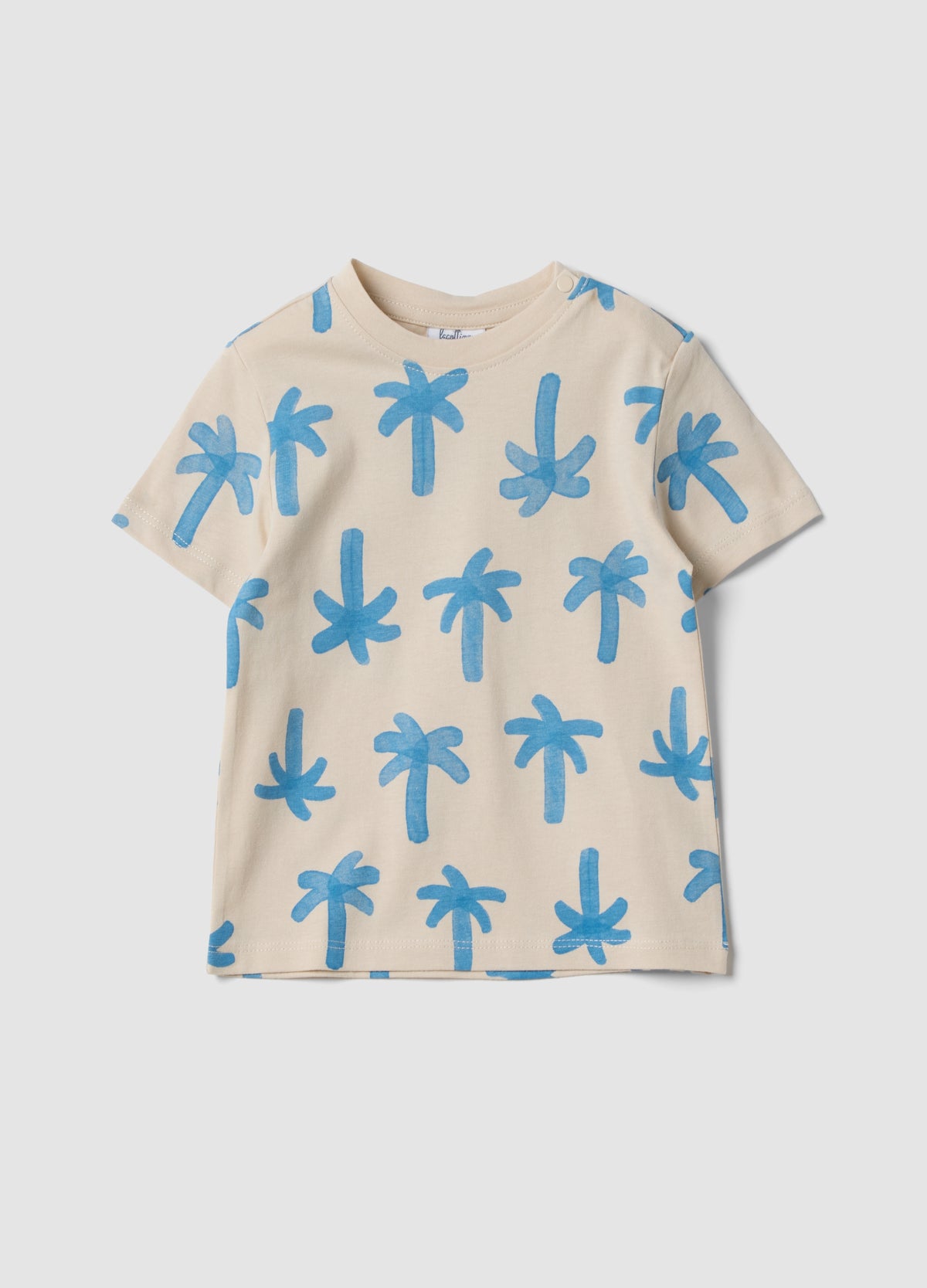 OVS Beige Organic Cotton Palm Print T-Shirt For Boys