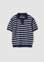 OVS Blue Striped Pure Cotton Polo Shirt