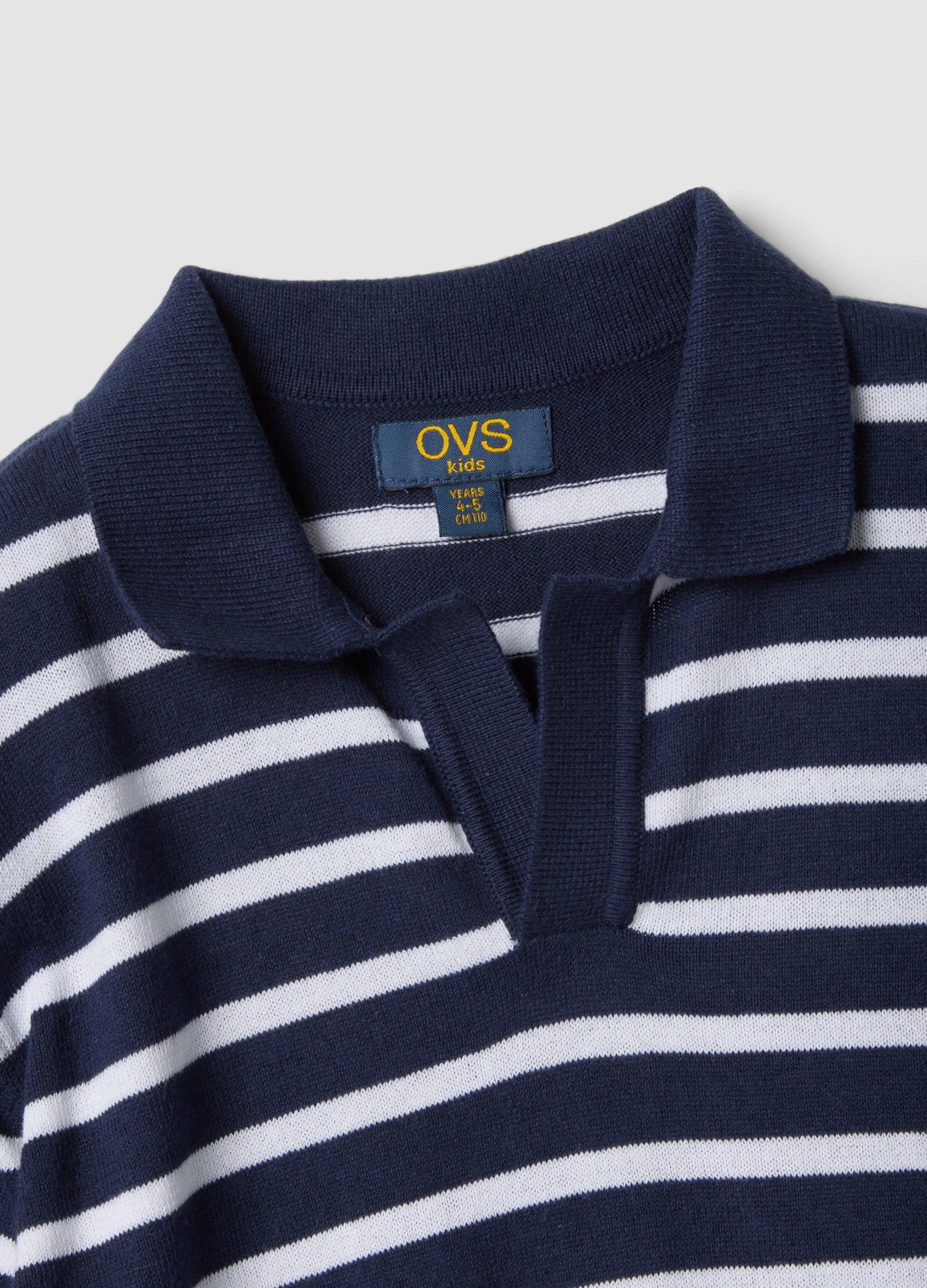 OVS Blue Striped Pure Cotton Polo Shirt