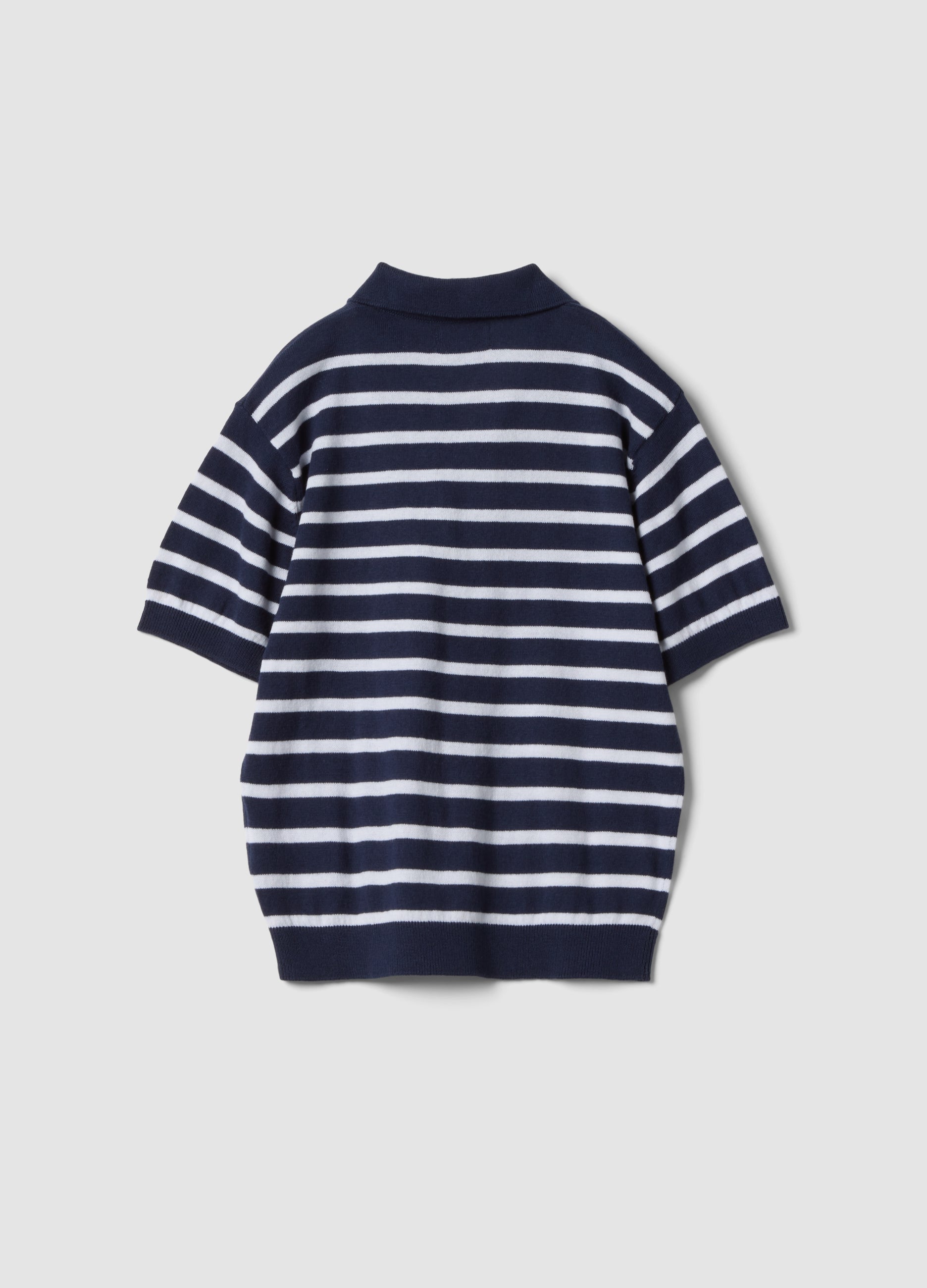 OVS Blue Striped Pure Cotton Polo Shirt