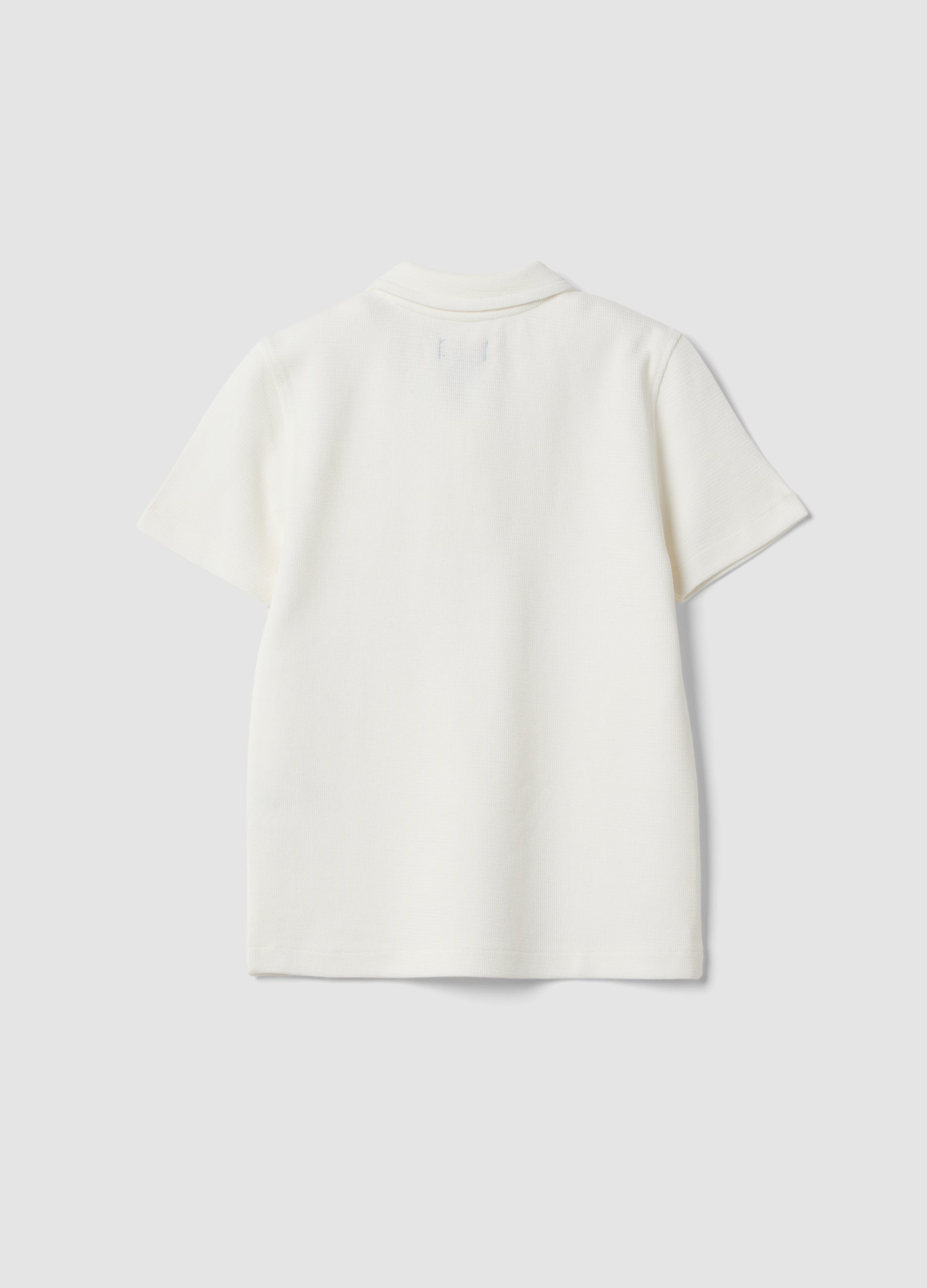 OVS White Stretch Cotton Polo Shirt For Boys