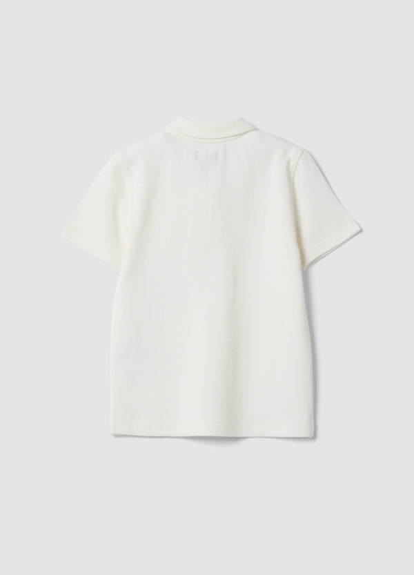 OVS White Stretch Cotton Polo Shirt For Boys