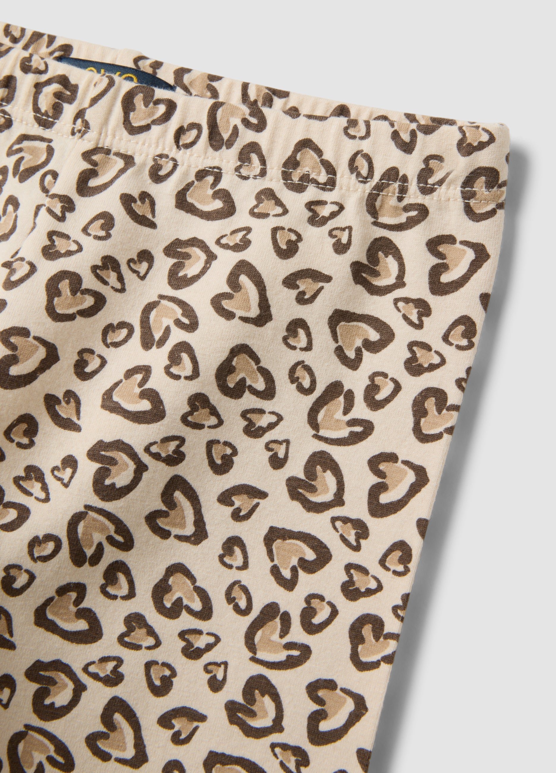 OVS Beige Organic Cotton Skinny Cycling Shorts With Heart Print For Girls