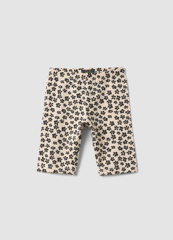 OVS Beige Organic Cotton Shorts With Floral Print