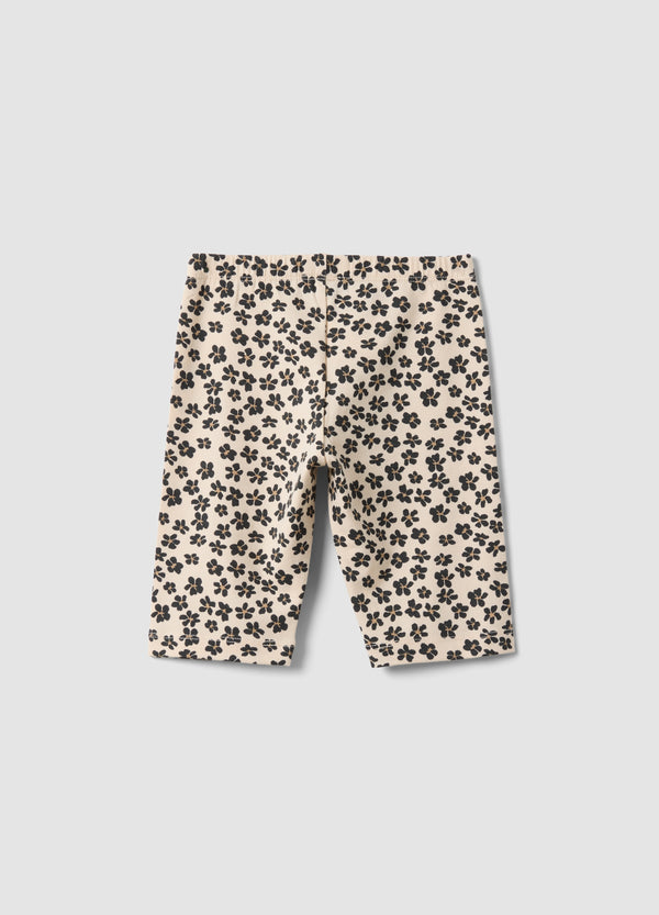 OVS Beige Organic Cotton Shorts With Floral Print