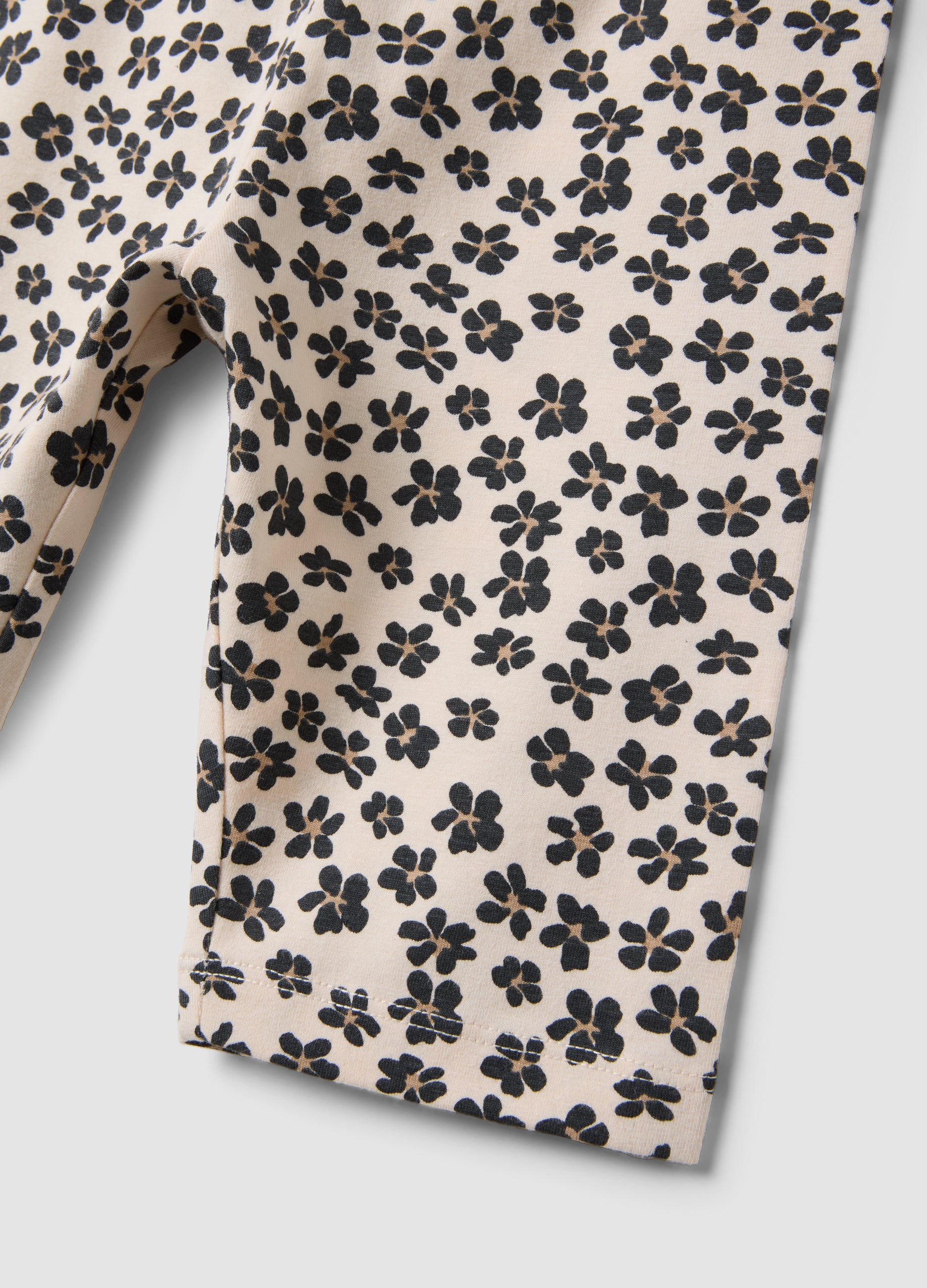 OVS Beige Organic Cotton Shorts With Floral Print