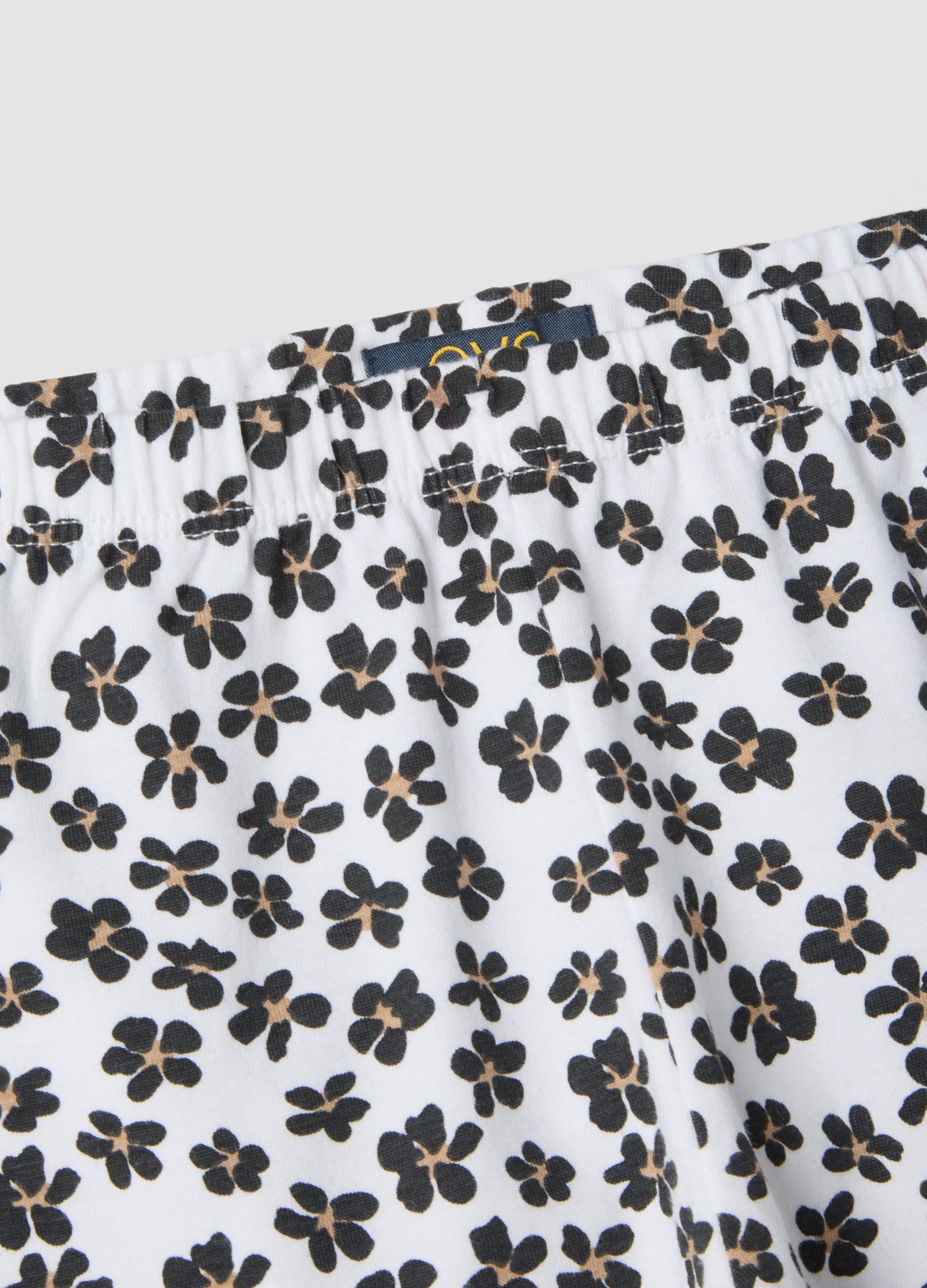 OVS White Organic Cotton Shorts With Floral Print