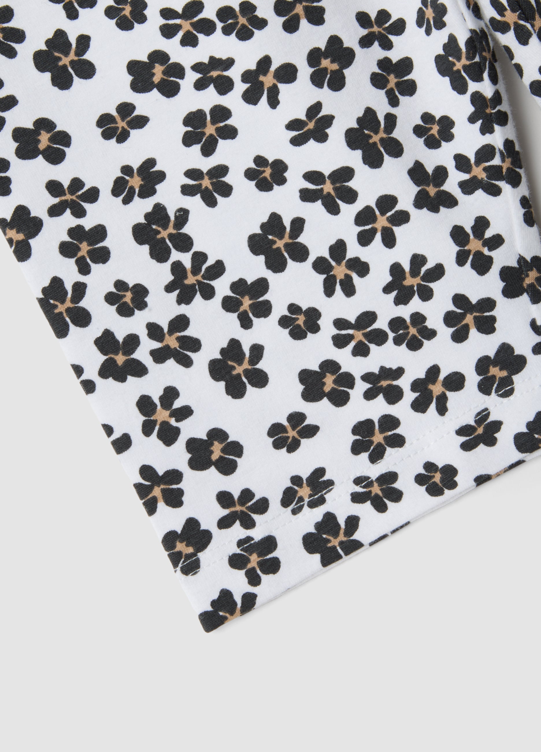 OVS White Organic Cotton Shorts With Floral Print