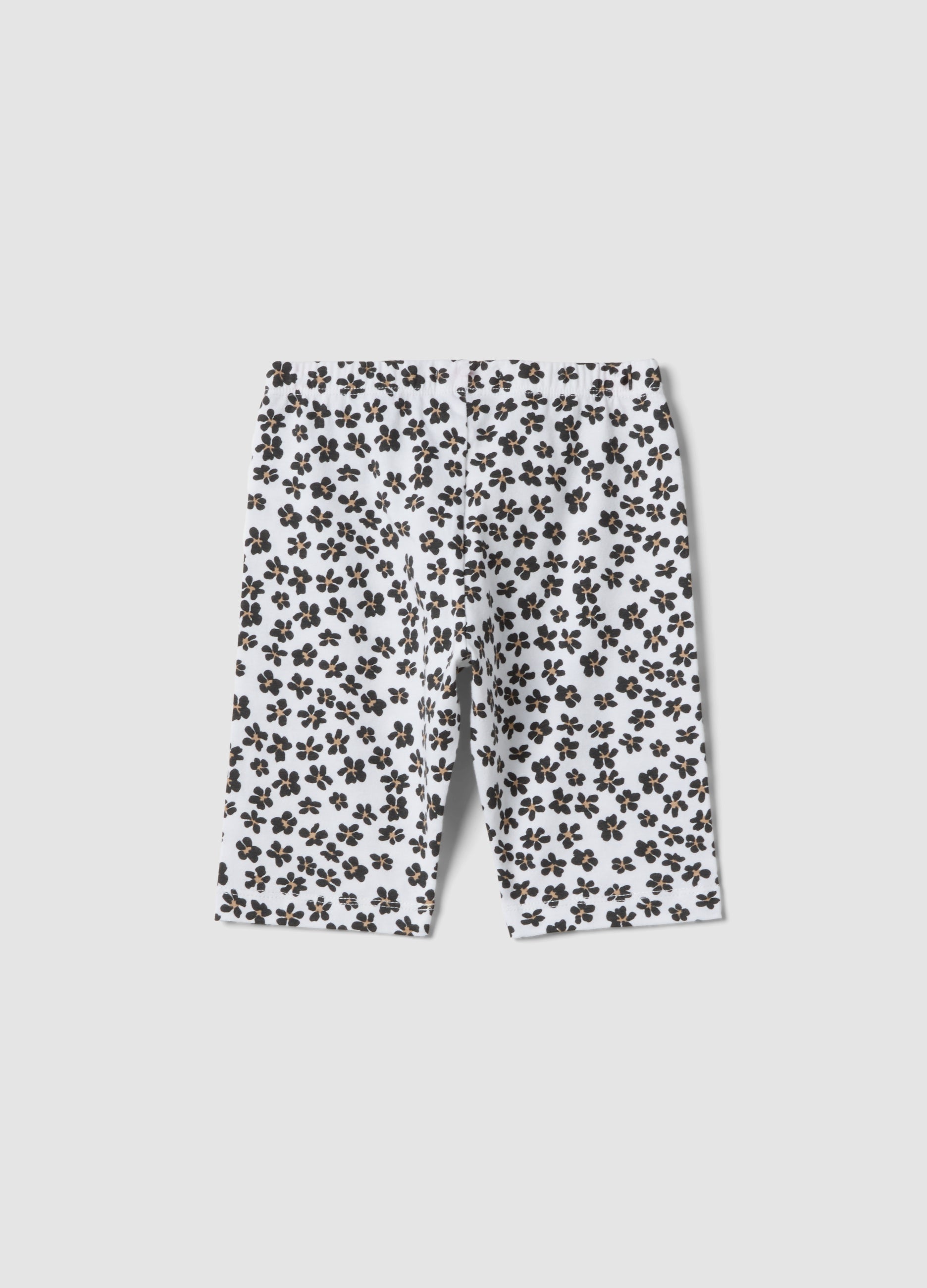 OVS White Organic Cotton Shorts With Floral Print