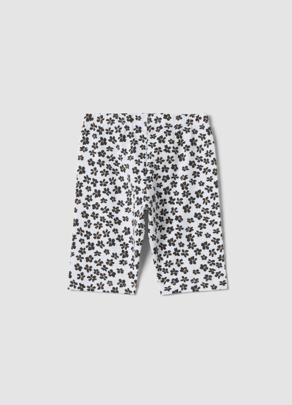 OVS White Organic Cotton Shorts With Floral Print