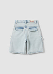 OVS Light Blue Denim Cargo Shorts In A Cotton-Viscose Blend