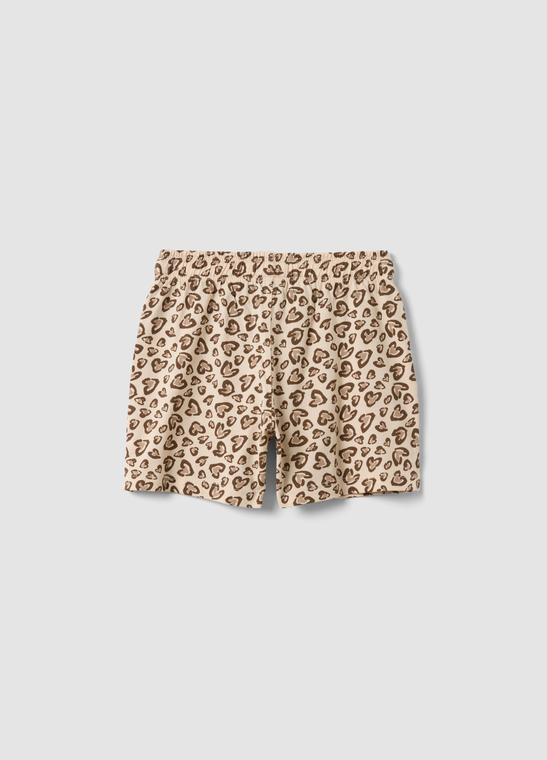 OVS Beige Pure Cotton Shorts With Heart Print