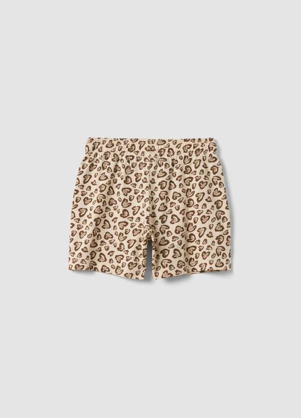 OVS Beige Pure Cotton Shorts With Heart Print