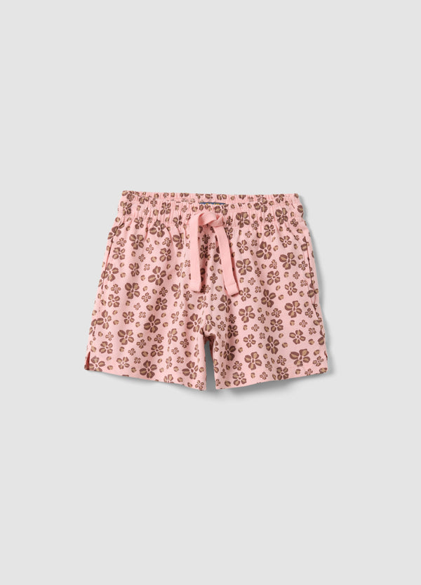 OVS Pink Pure Cotton Shorts With Floral Print