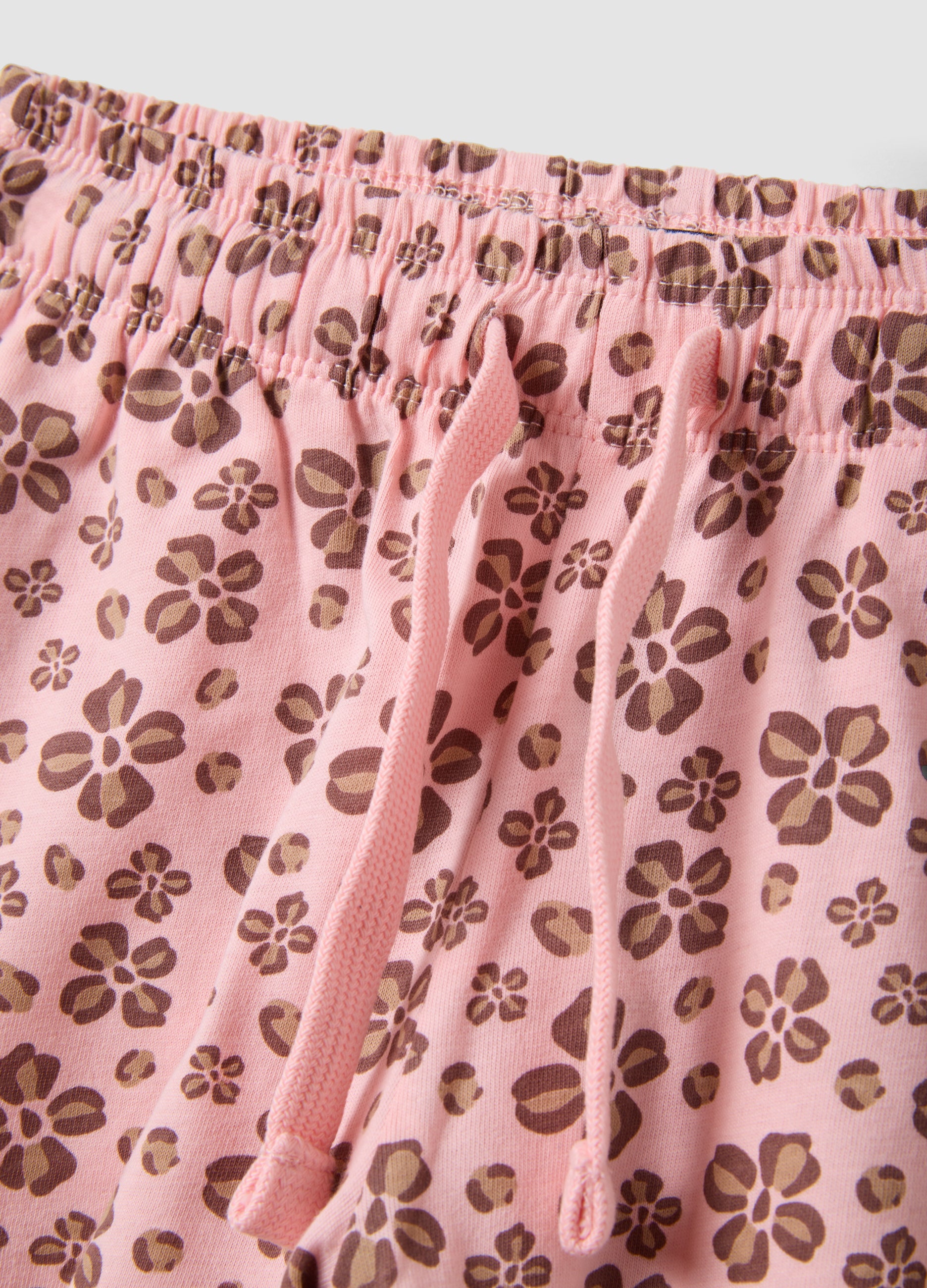 OVS Pink Pure Cotton Shorts With Floral Print
