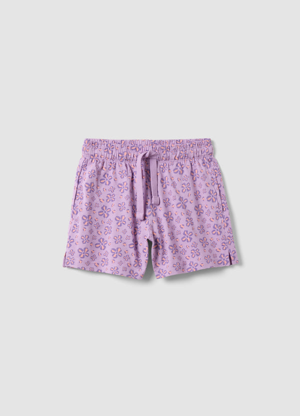 OVS Purple Pure Cotton Shorts With Floral Print