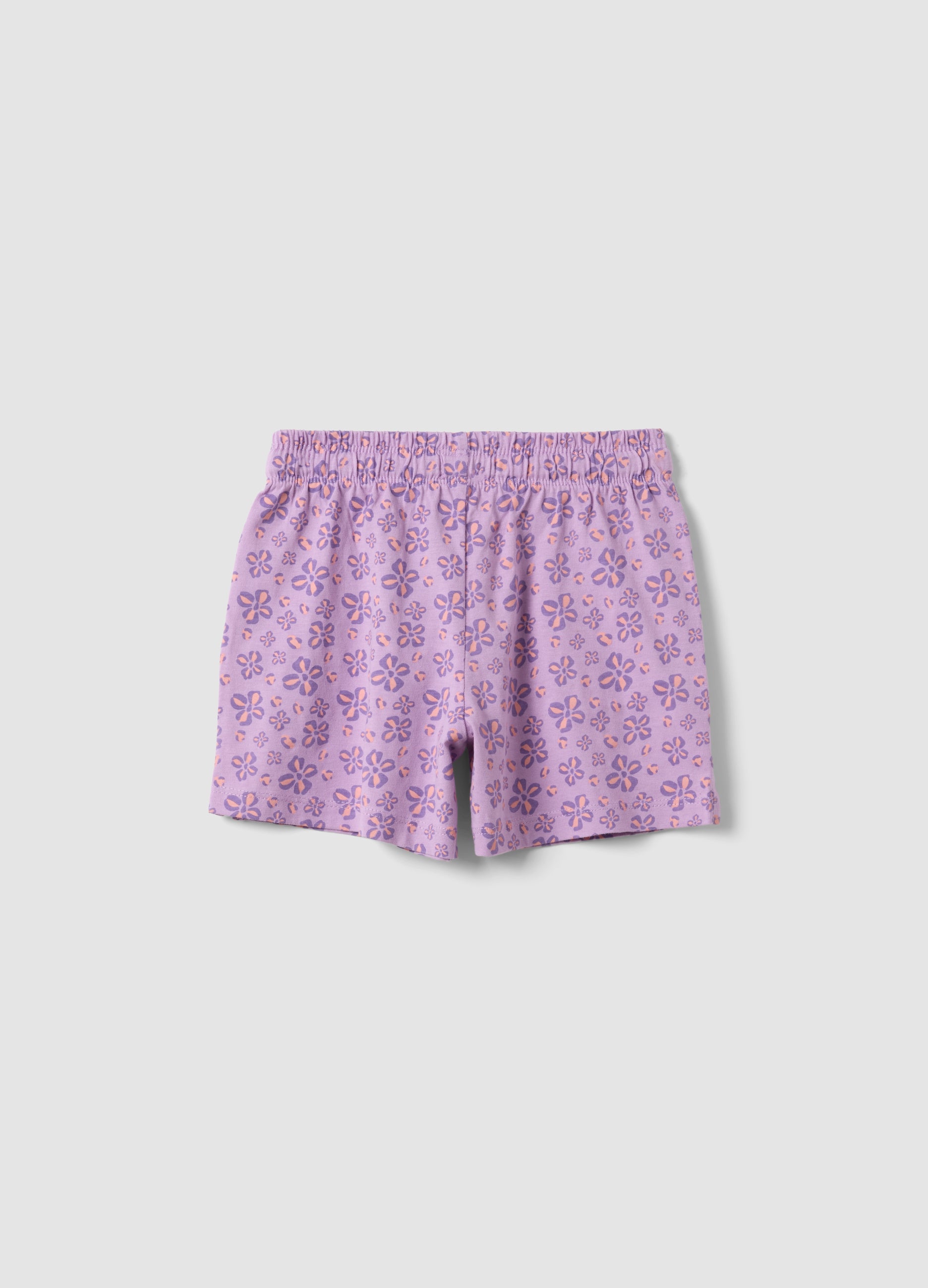 OVS Purple Pure Cotton Shorts With Floral Print