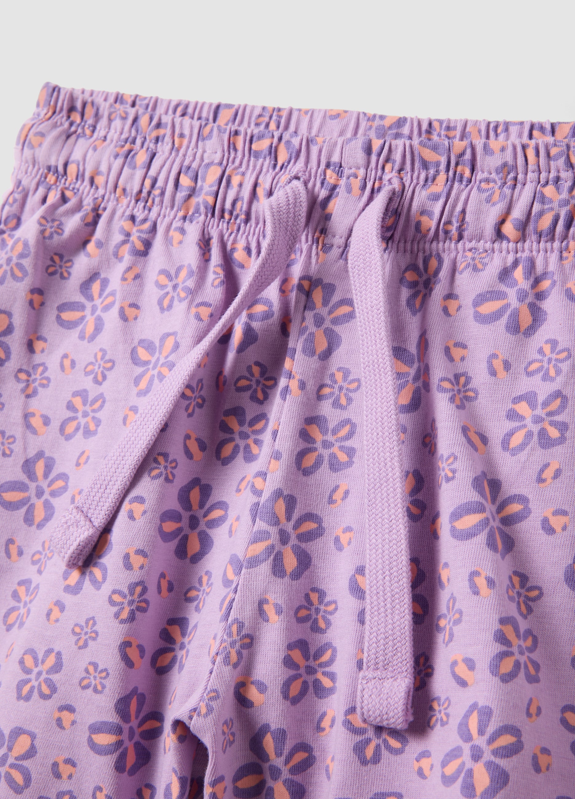 OVS Purple Pure Cotton Shorts With Floral Print