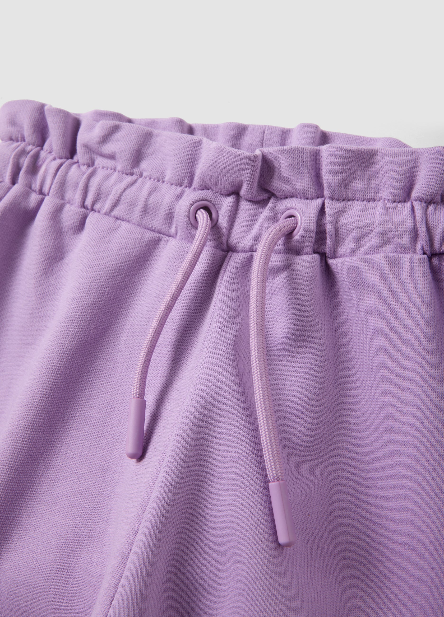 OVS White And Purple Stretch Cotton Set With Top And Shorts
