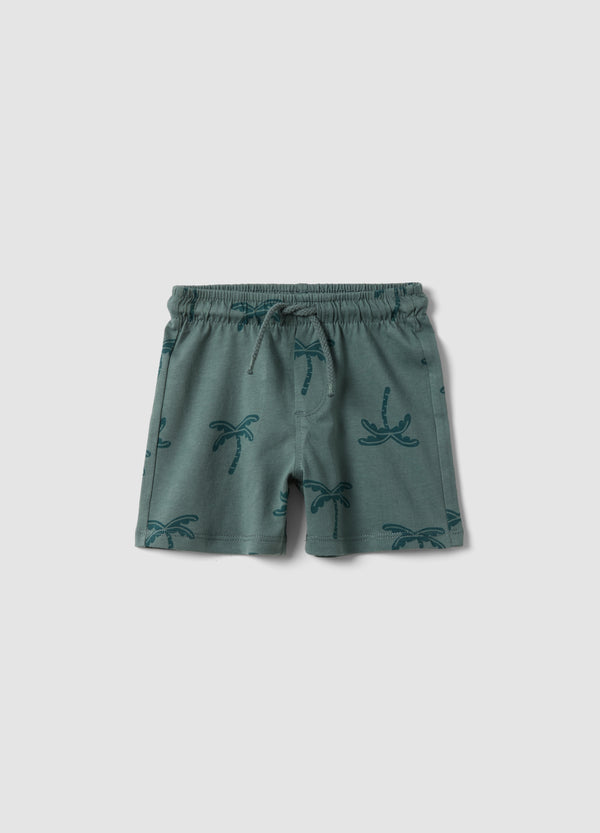 OVS Green Organic Cotton Shorts With Palm Print