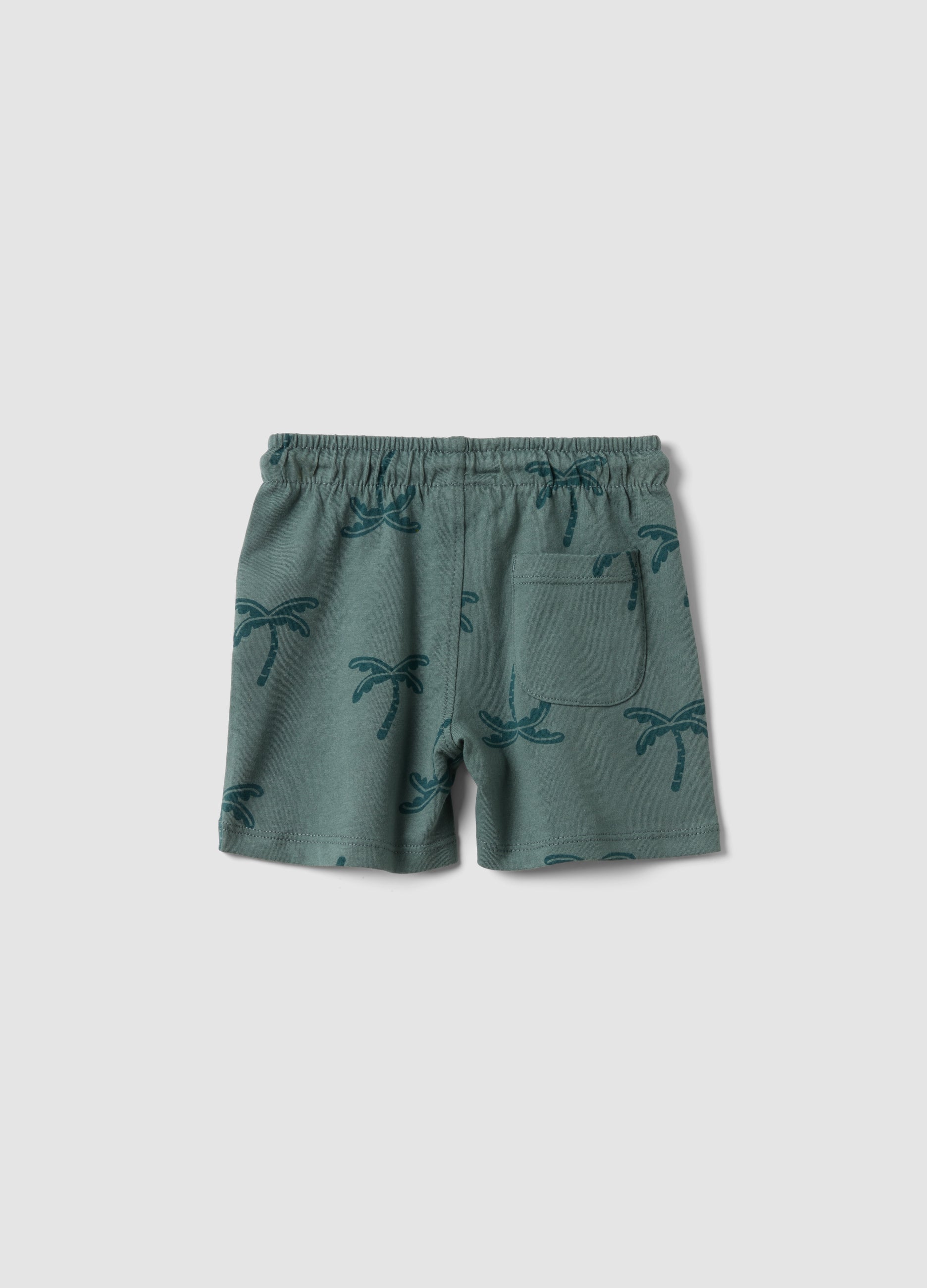 OVS Green Organic Cotton Shorts With Palm Print
