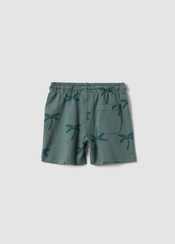 OVS Green Organic Cotton Shorts With Palm Print