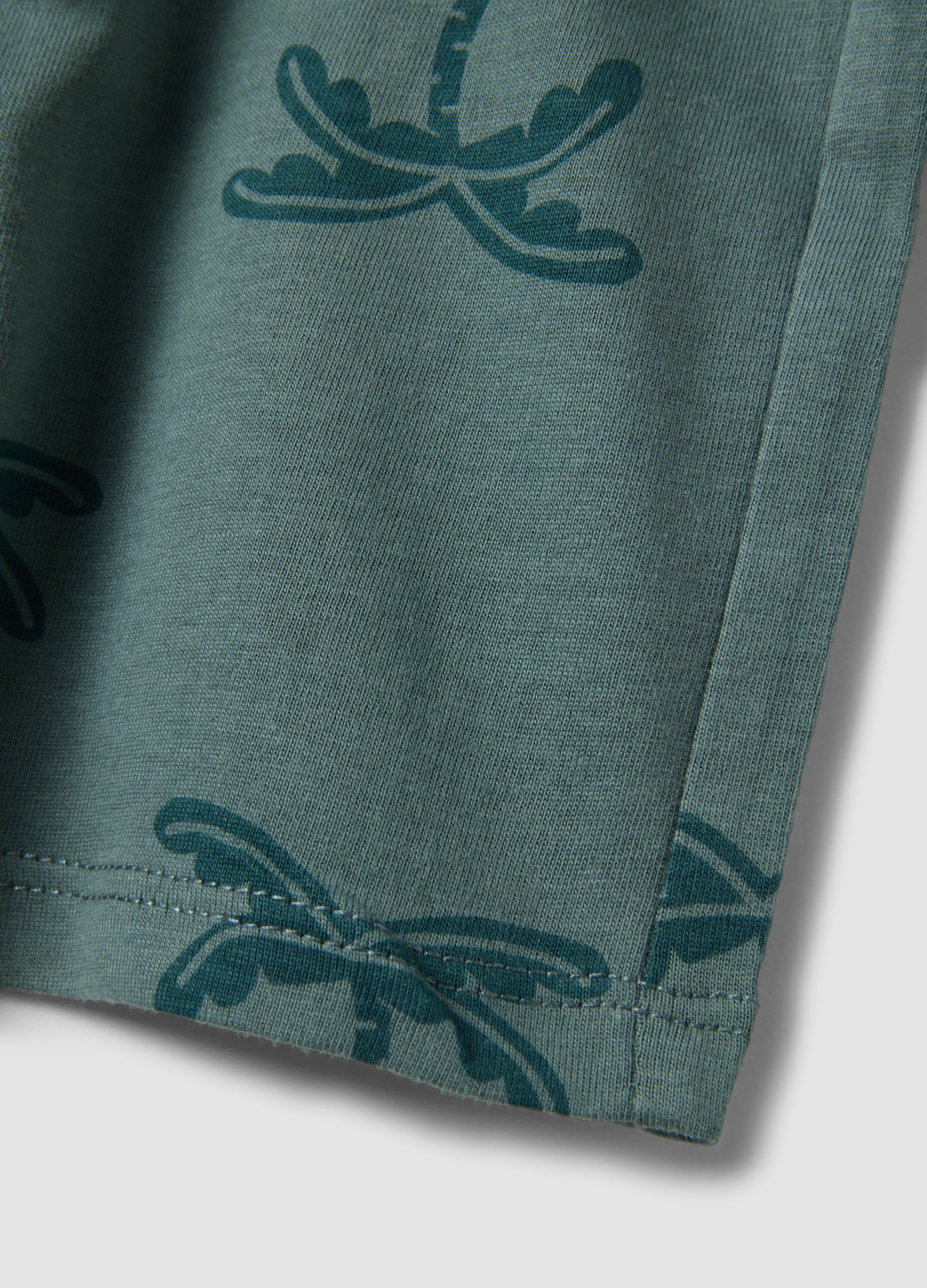 OVS Green Organic Cotton Shorts With Palm Print
