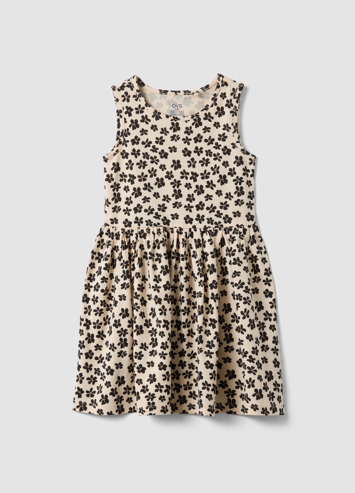 OVS Beige Pure Cotton Dress With Floral Print