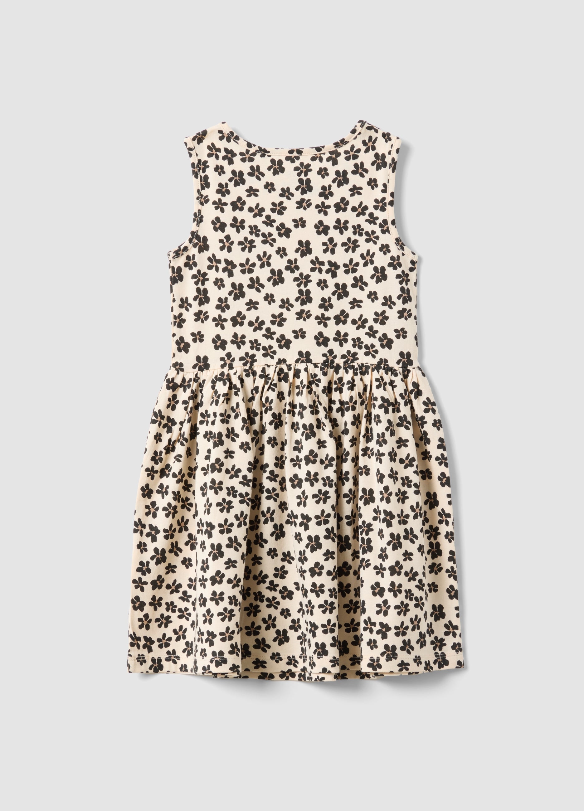 OVS Beige Pure Cotton Dress With Floral Print