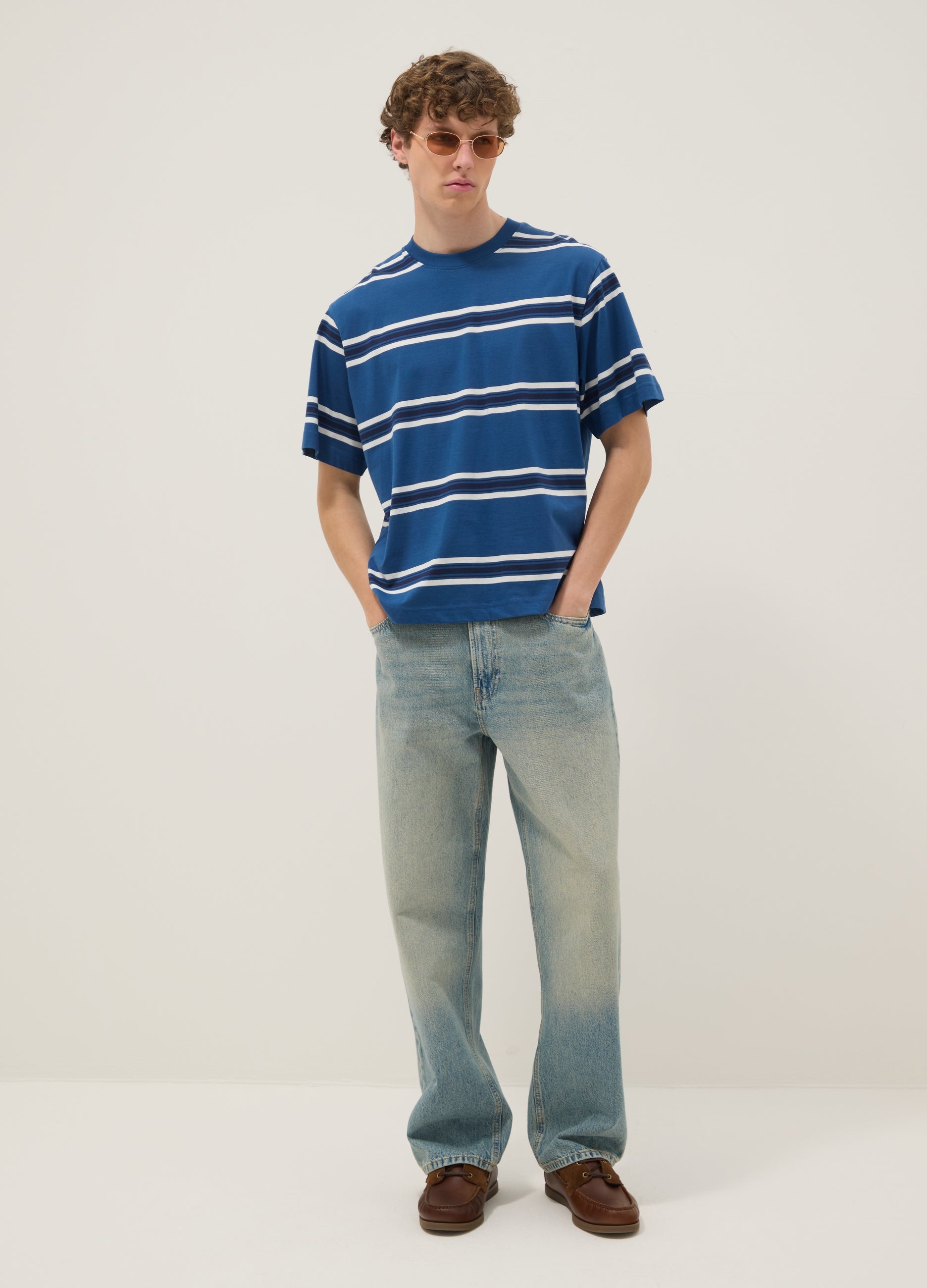 OVS Blue Striped Pure Cotton T-Shirt