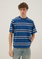 OVS Blue Striped Pure Cotton T-Shirt