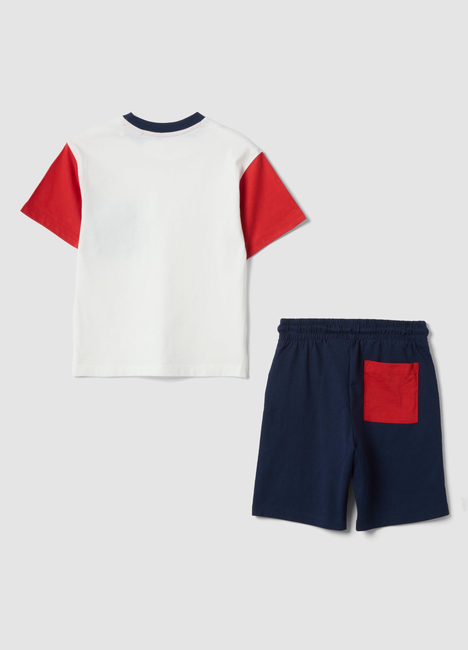 OVS White And Blue Pure Cotton Set With T-Shirt And Shorts