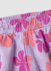 OVS Pink Pure Cotton Floral-Print Shorts For Girls, Regular Fit