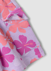 OVS Pink Pure Cotton Floral-Print Shorts For Girls, Regular Fit
